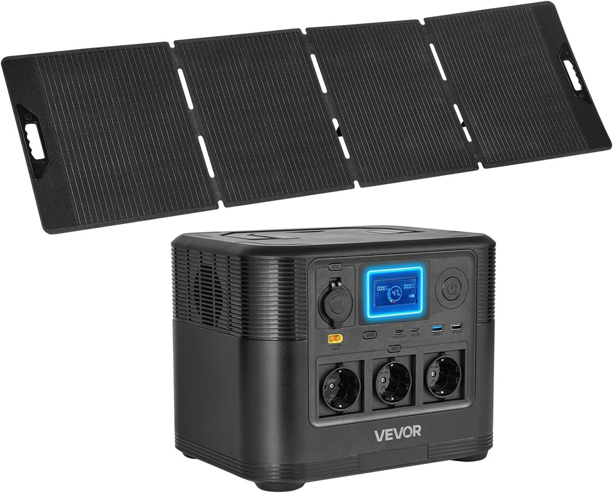 VEVOR VEVOE, Draagbaar powerstation, 1200 W, 806 Wh, 200 W, draagbaar, met zonne-opladen