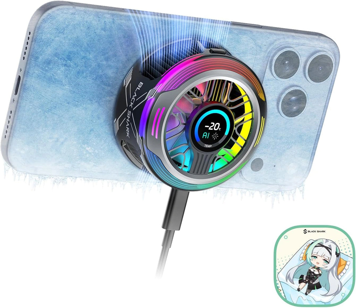 Black Shark, Tablet, met LED-verlichting, met app-bediening, Zwart