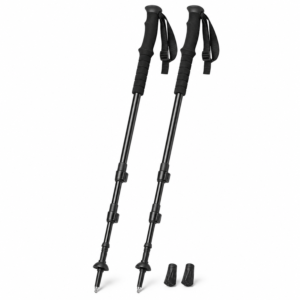Teleskop-Trekkingstöcke Schwarz aus Aluminium 65 bis 135 cm