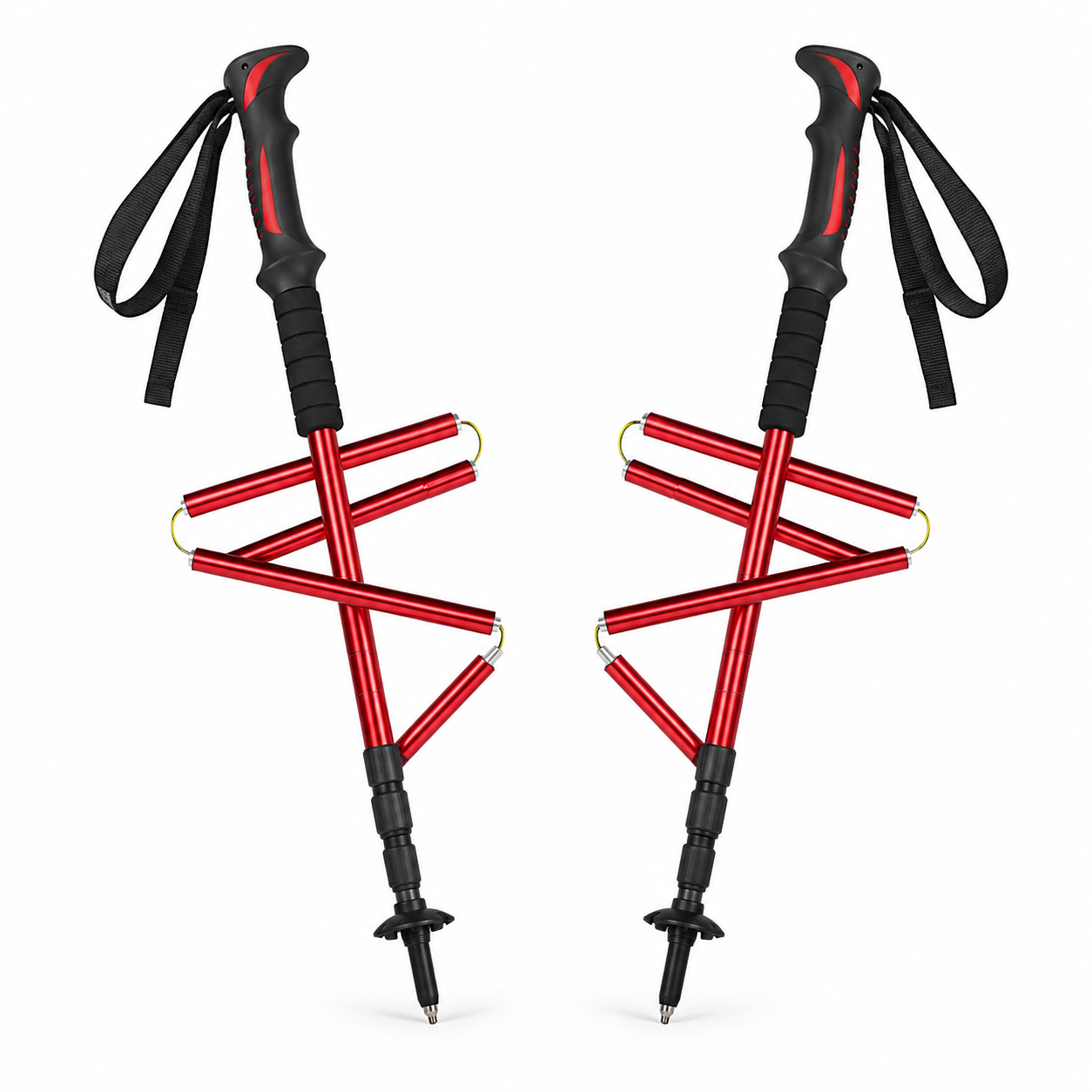 Faltbare Trekkingstöcke Rot aus Aluminium 110 bis 130 cm