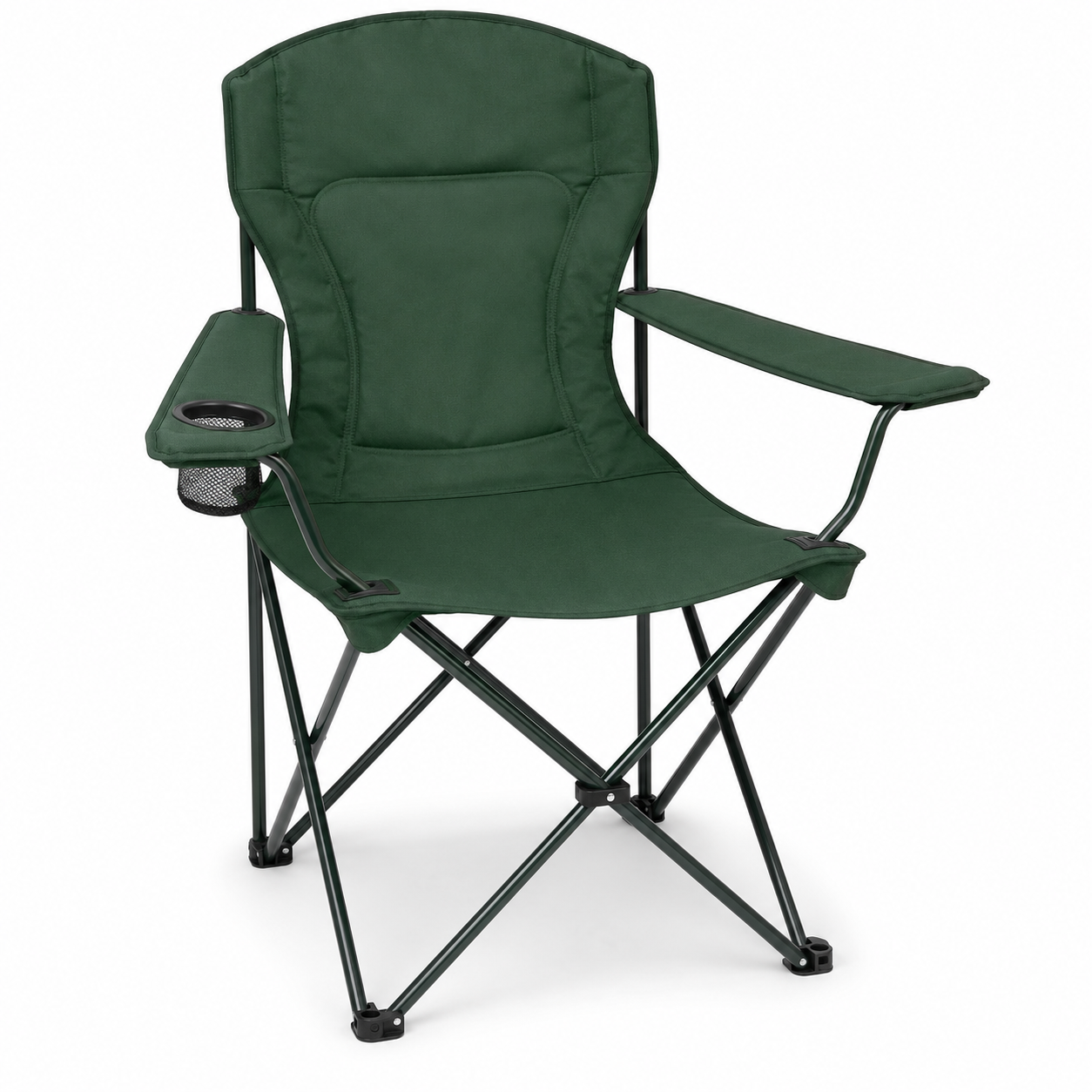 Faltbarer Campingstuhl Waldgrün mit Armlehnen und Getränkehalter 82x54x88 cm