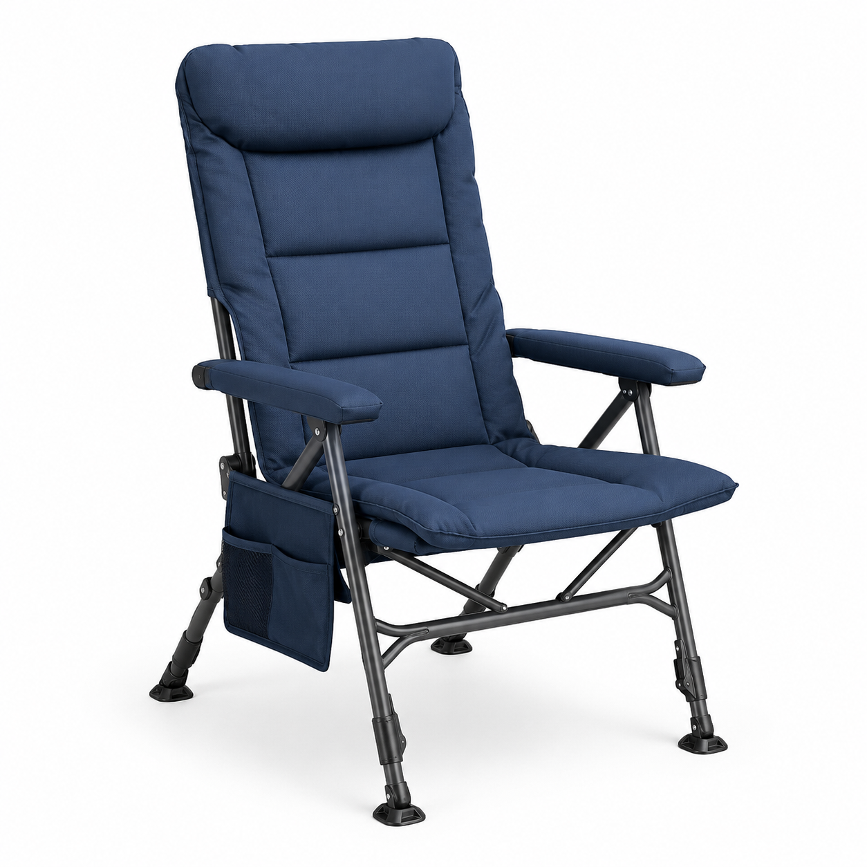 Gepolsterter Campingstuhl Marineblau mit hoher Rückenlehne 92x60x105 cm