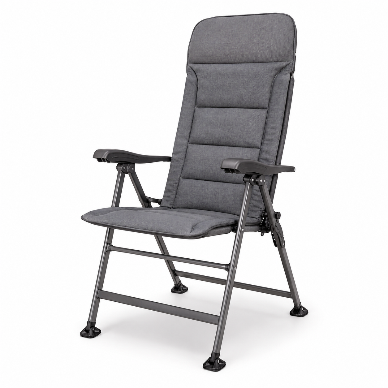 Verstellbarer Campingstuhl Grau mit fünf Rückenpositionen 72x64x112 cm