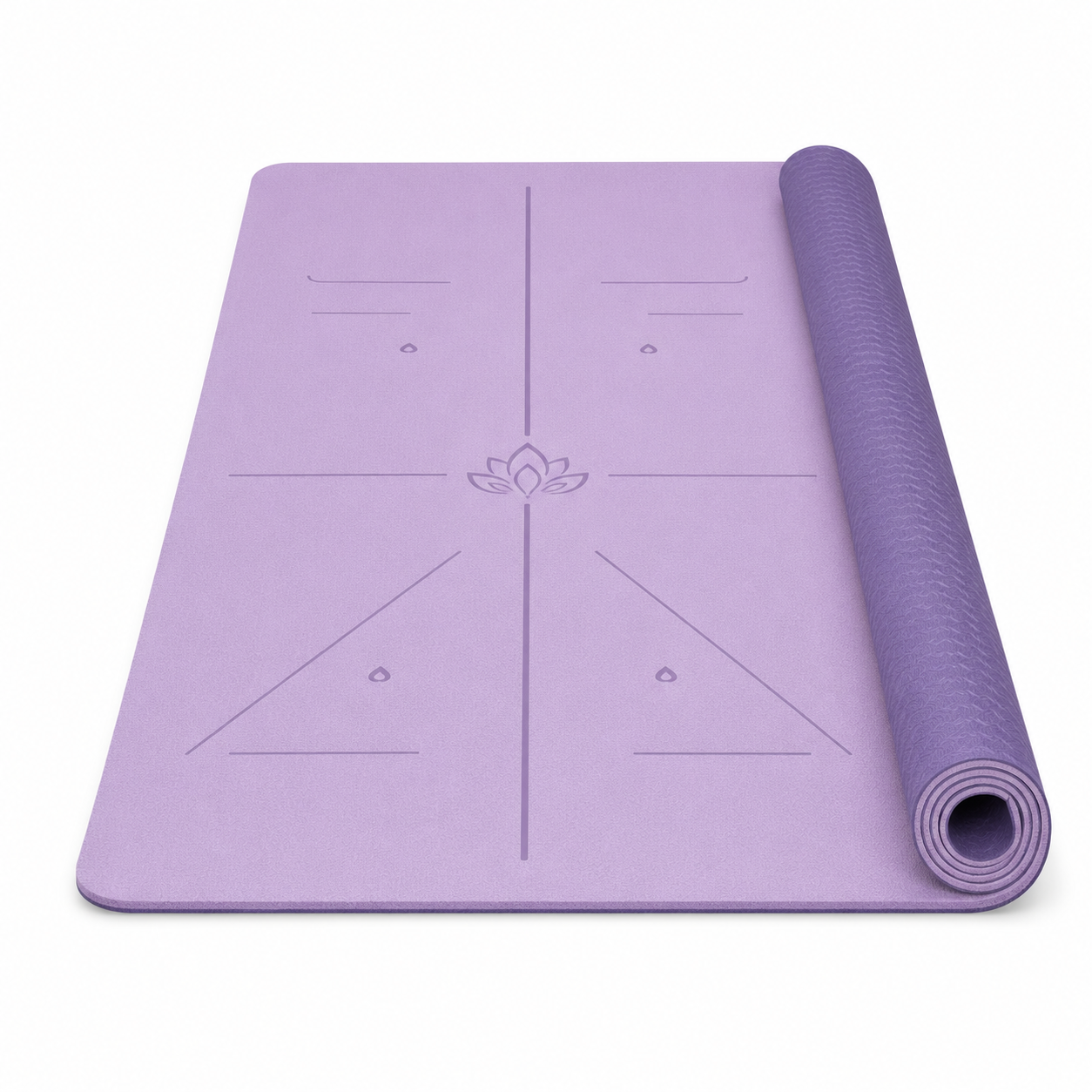TPE-Yogamatte Lavendel 183x61x6 mm mit Ausrichtungslinien